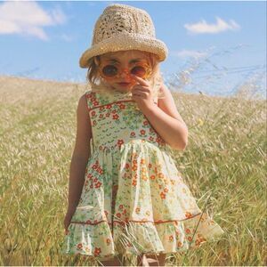 Lacey lane 4t girls toddler bib apron vintage style wildflower floral summer cot